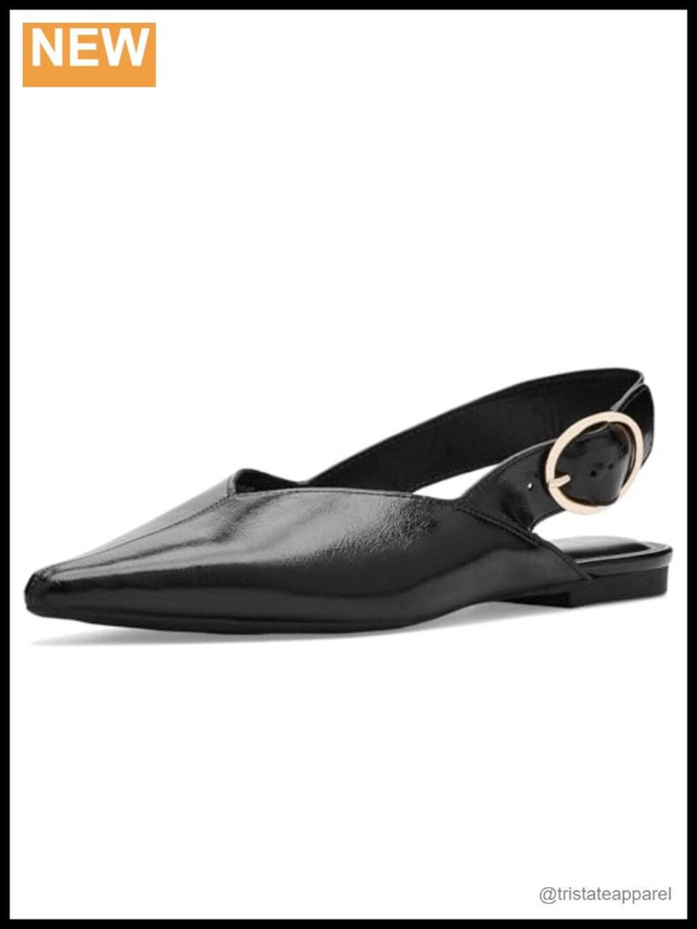 Pointed Toe Flat with Adjustable Ankle Strap and Rubber Outsole